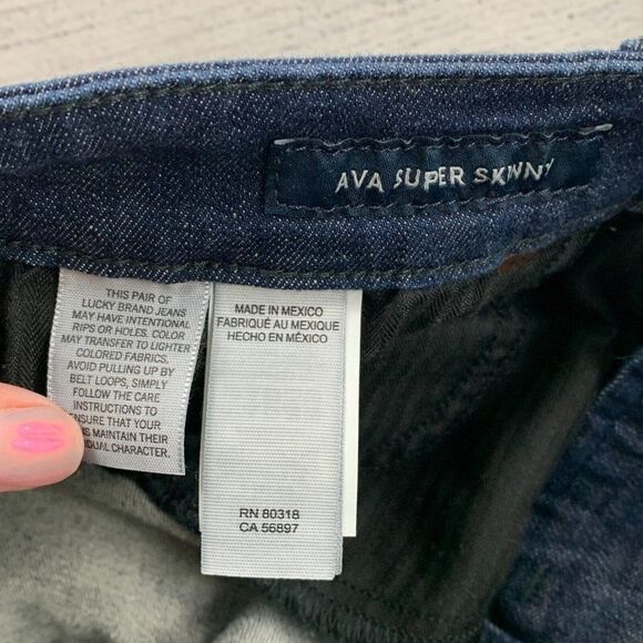 Lucky Brand Jeans sz 6 / 28 Ava Super Skinny Dark Wash Inseam 27.5" Raw Hem - Picture 10 of 11